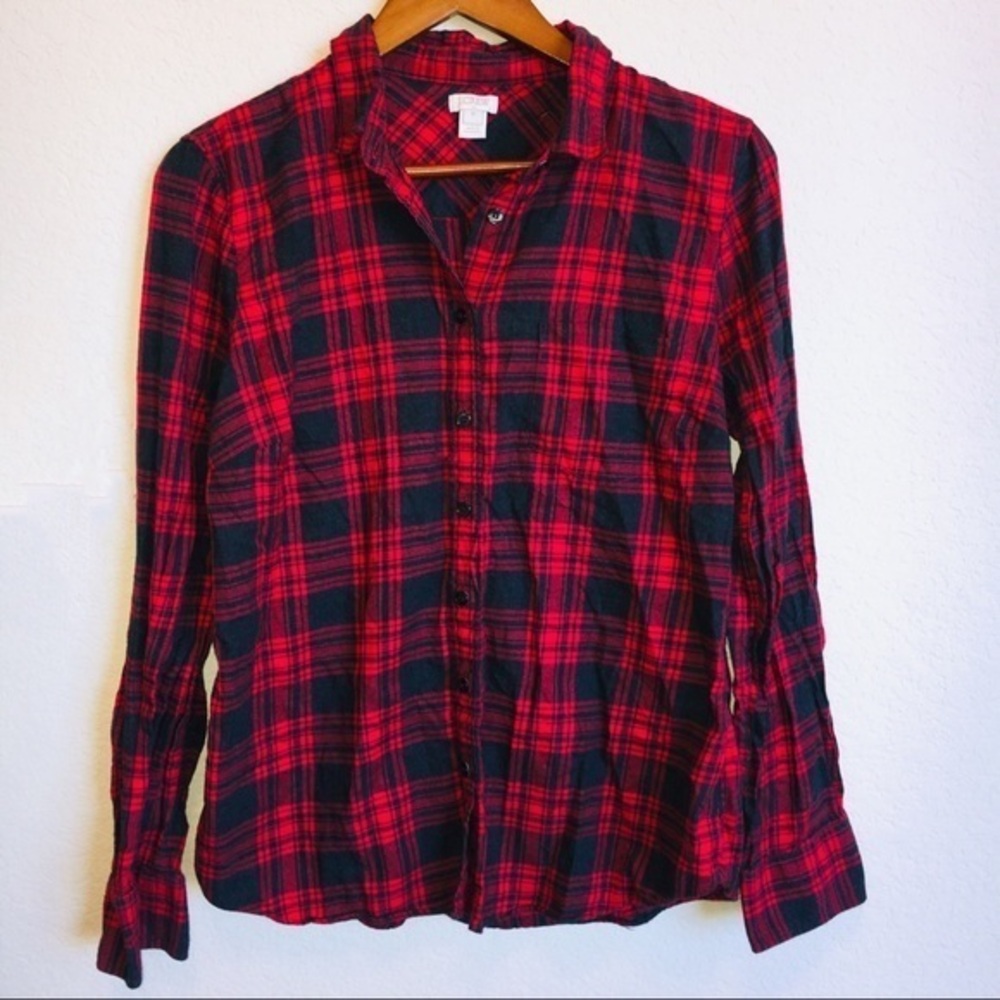 J.Crew Red and Gray Buffalo Plaid Button Down